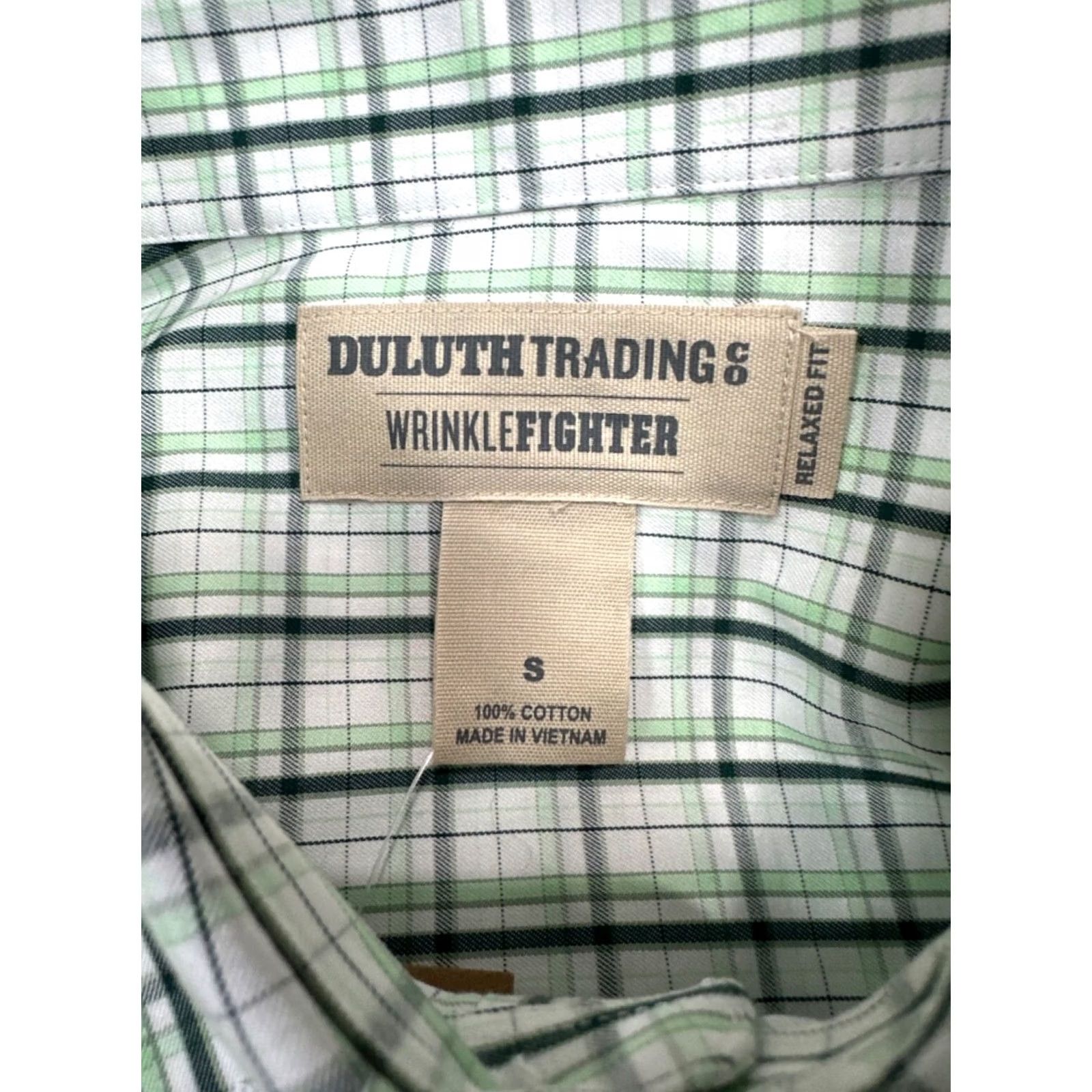 CO Duluth Mens Relaxed Fit Wrinkle Fighter Cotton Shirt Sz S Green Plaid Button-Up Long Sleeve Shirt Mens Size US S / EU 44-46 / 1 - 6 Thumbnail