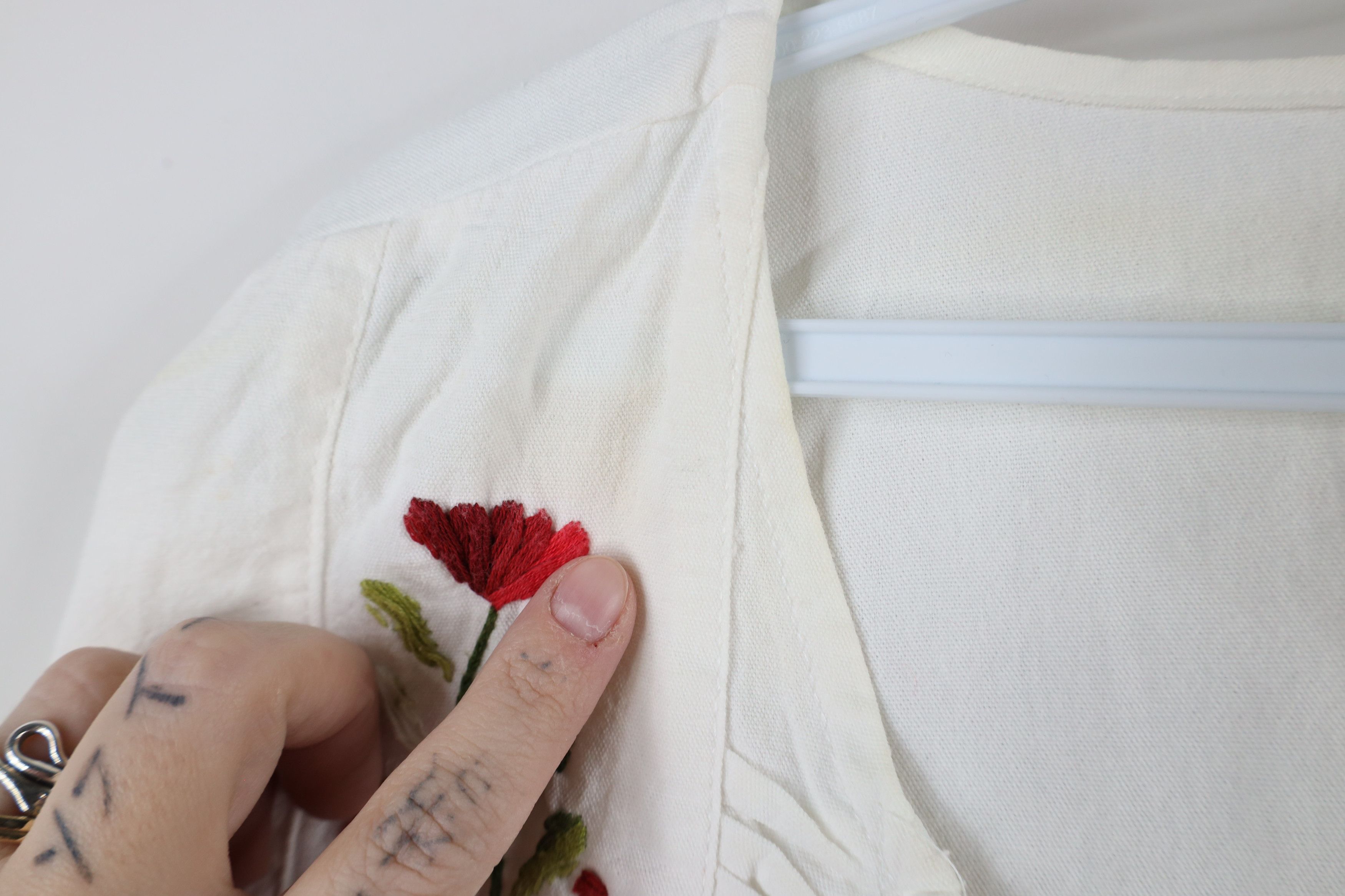 Vintage Vintage 70s Streetwear Embroidered Flower Boho Chic Shirt Size L / US 10 / IT 46 - 8 Thumbnail