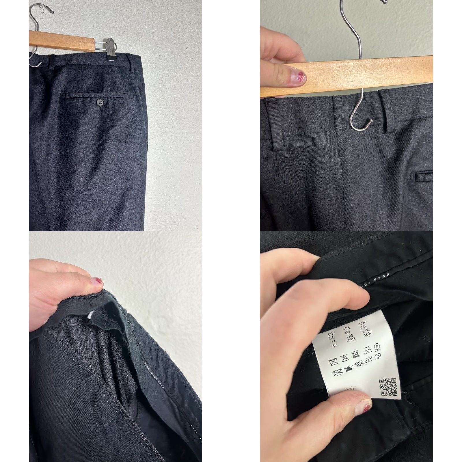 Vintage VINTAGE Hugo Boss Men’s Dress Pants Regular 40x32 Black Slacks Cuff 46R Altered Mens Size US 40 / EU 56 - 9 Thumbnail