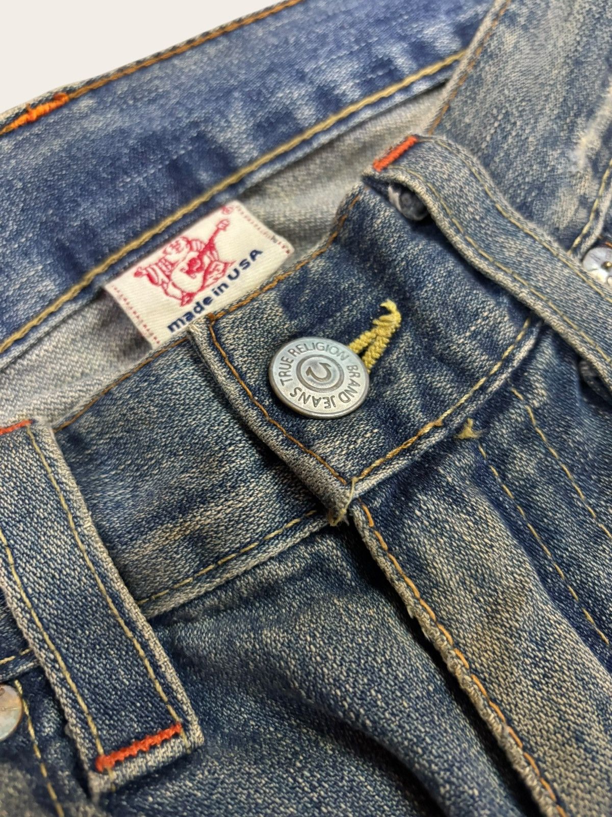 True Religion Vtg True Religion BILLY Distress Flared Yellow Faded Jeans Size US 34 / EU 50 - 7 Thumbnail