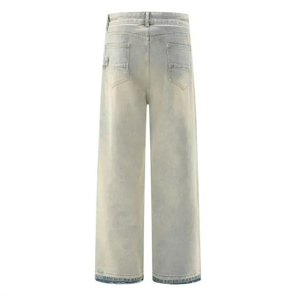 Men's street style punk distressed washed jeans