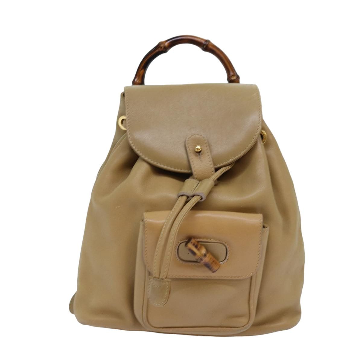 Gucci Bamboo Beige Leather Backpack Bag (Pre-Owned) Size ONE SIZE - 1 Thumbnail