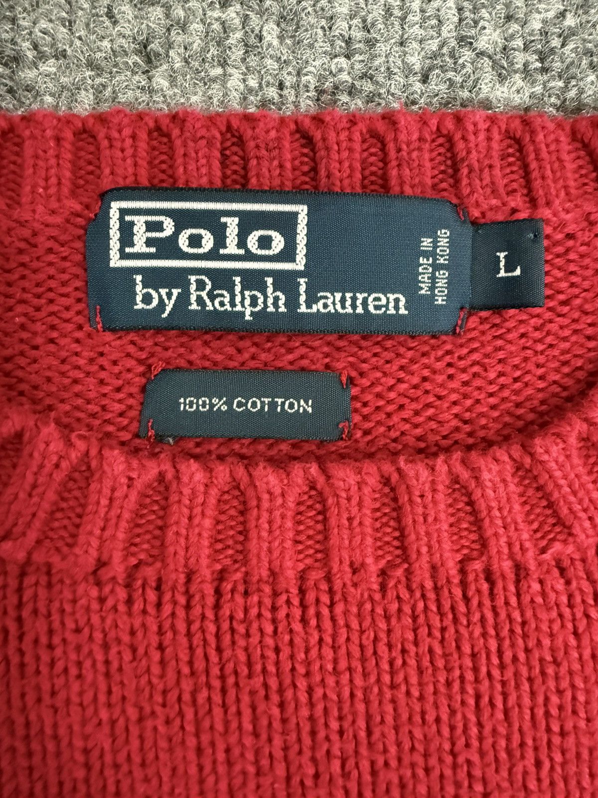 Polo Ralph Lauren Vintage Polo Ralph Lauren Red Cotton Crewneck Sweater Size US L / EU 52-54 / 3 - 4 Thumbnail