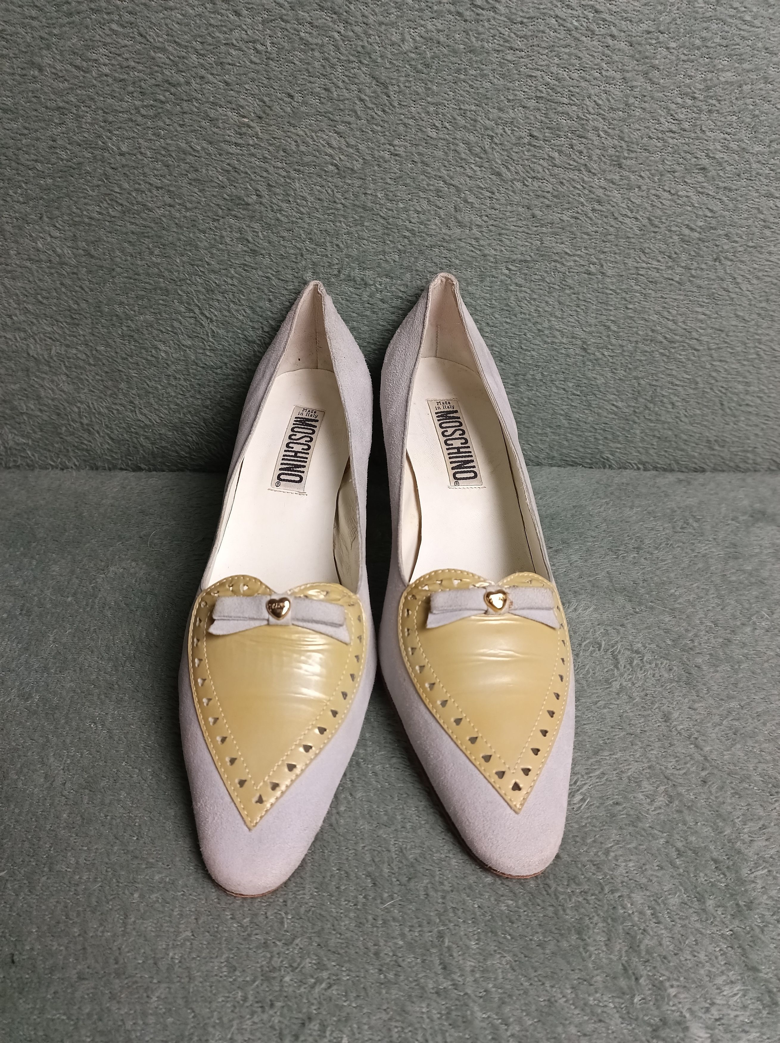 Moschino Moschino Suede Leather Grey Logo Heart Heel Pumps EU 39.5 Size US 9.5 / IT 39.5 - 4 Thumbnail