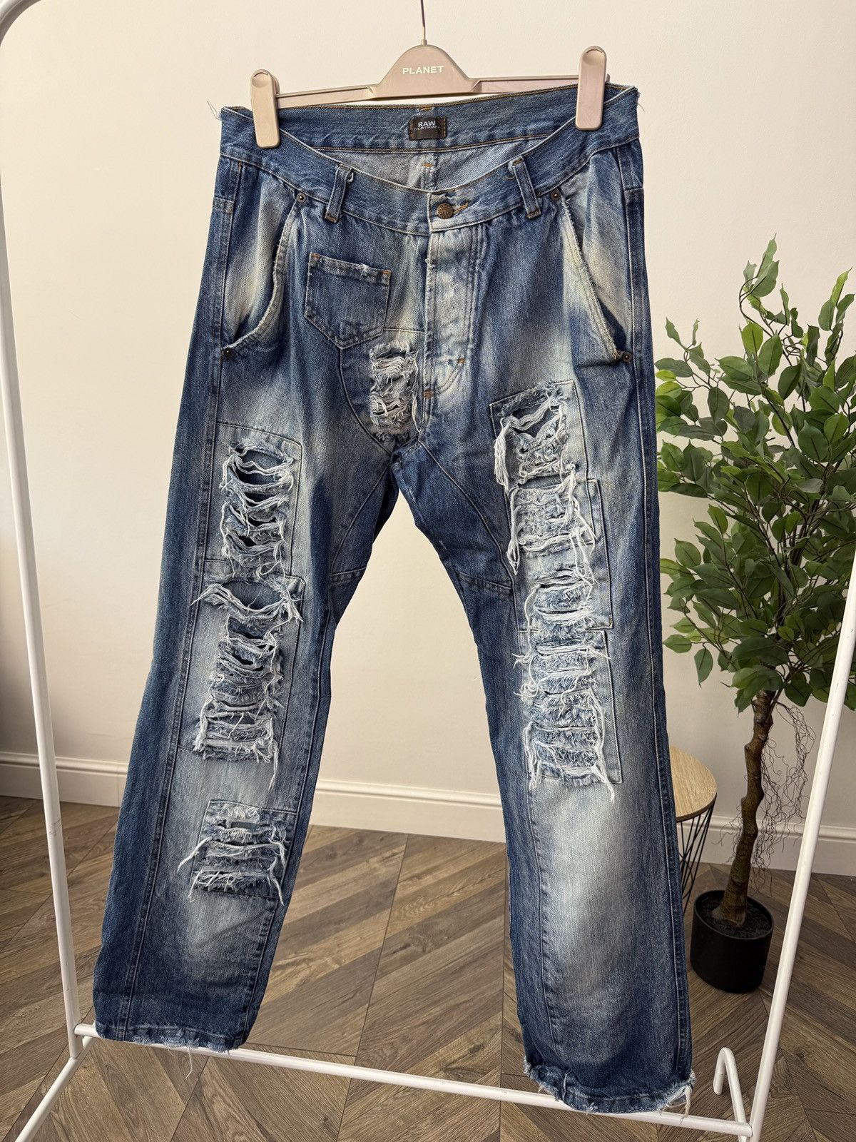Other Vintage RAW Clothing Distressed Jeans Patchwork Streetwear Size US 34 / EU 50 - 3 Thumbnail