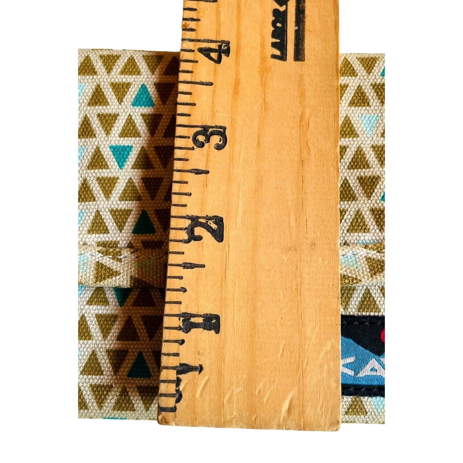 KAVU VINTAGE KAVU Wallet Big Spender Tri Fold Brown Blue Triangle Shapes Design Women’s Size ONE SIZE - 6 Thumbnail