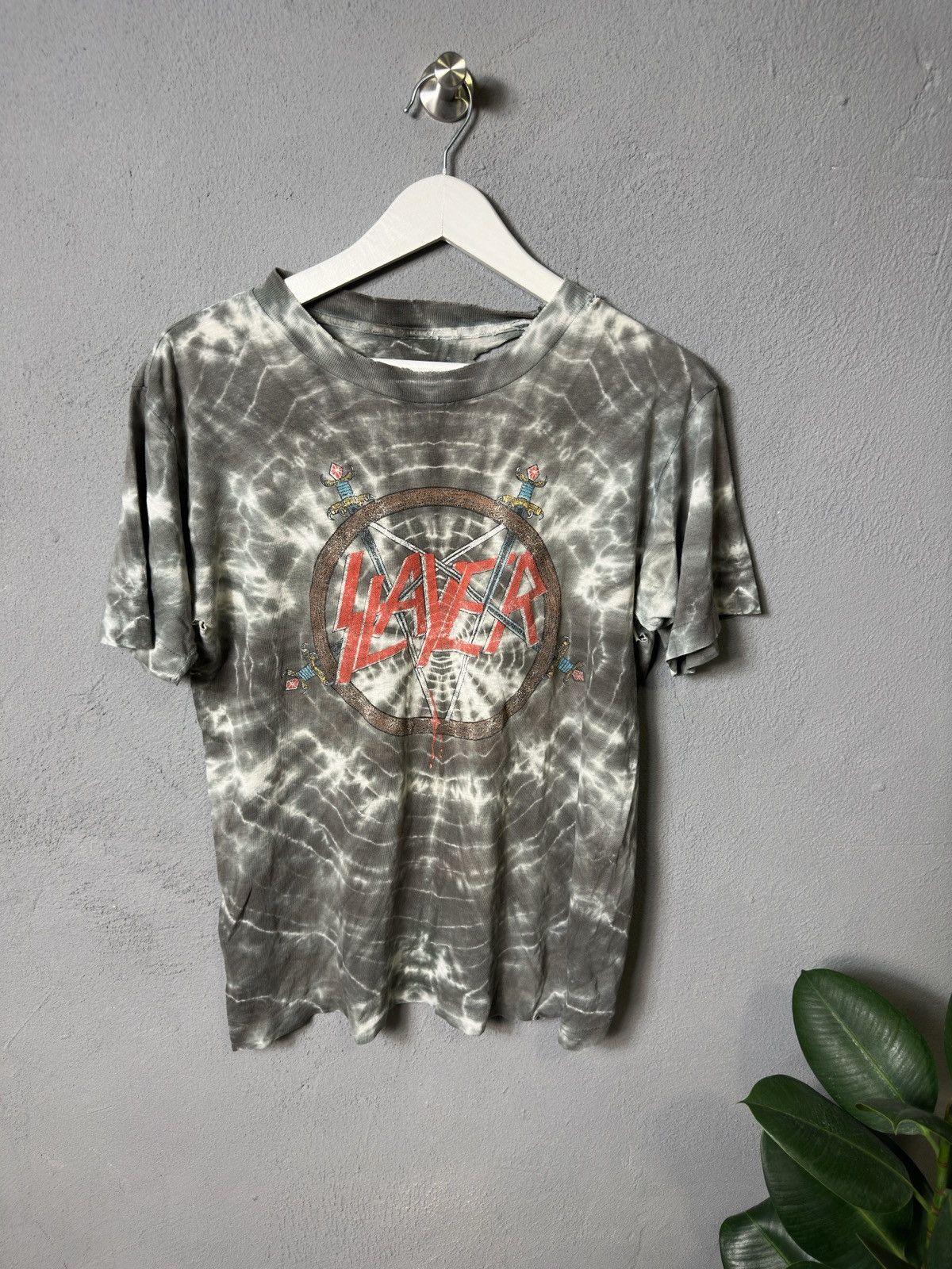 Vintage Vintage 90s Slayer Band Shirt 1990 Symmetria Tie Dye | Grailed