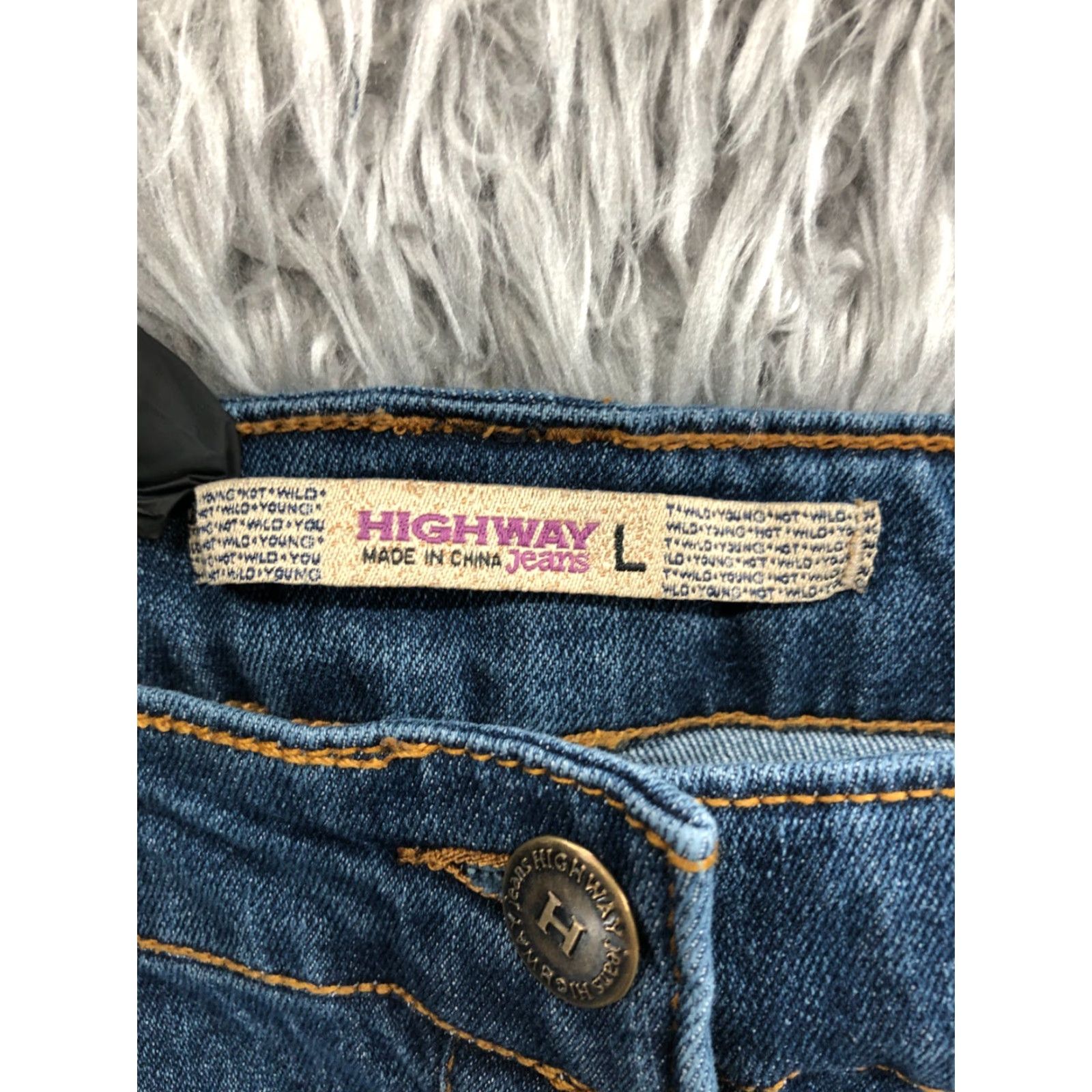Vintage Highway Jeans Skirt A-Line Midi Womens L Blue Denim Slit Pockets Stretch Machine Washable Regular Size 36" / US 14 / IT 50 - 7 Thumbnail
