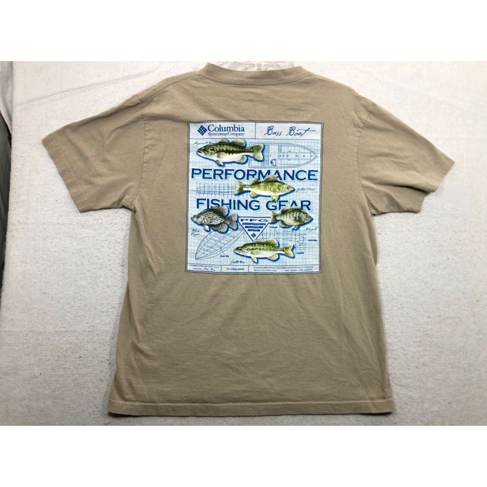 Vintage Columbia PFG T-Shirt Mens Medium Beige Shirt Short Sleeve Crew Neck Pullover Size US M / EU 48-50 / 2 - 4 Thumbnail
