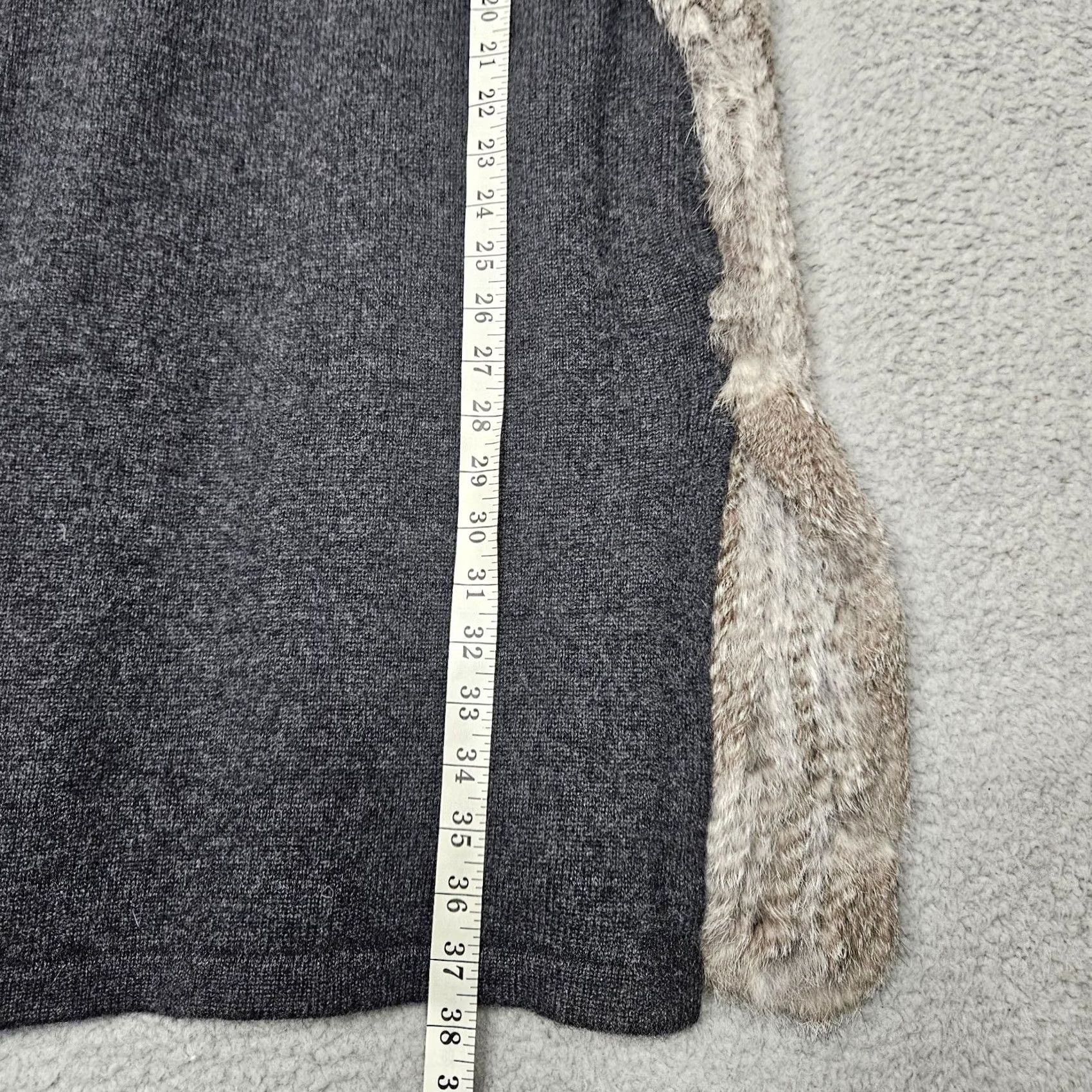 Vintage The Cashmere Project Cardigan Women's Gray Open Front Fur Trim Sz S Size S / US 4 / IT 40 - 6 Thumbnail
