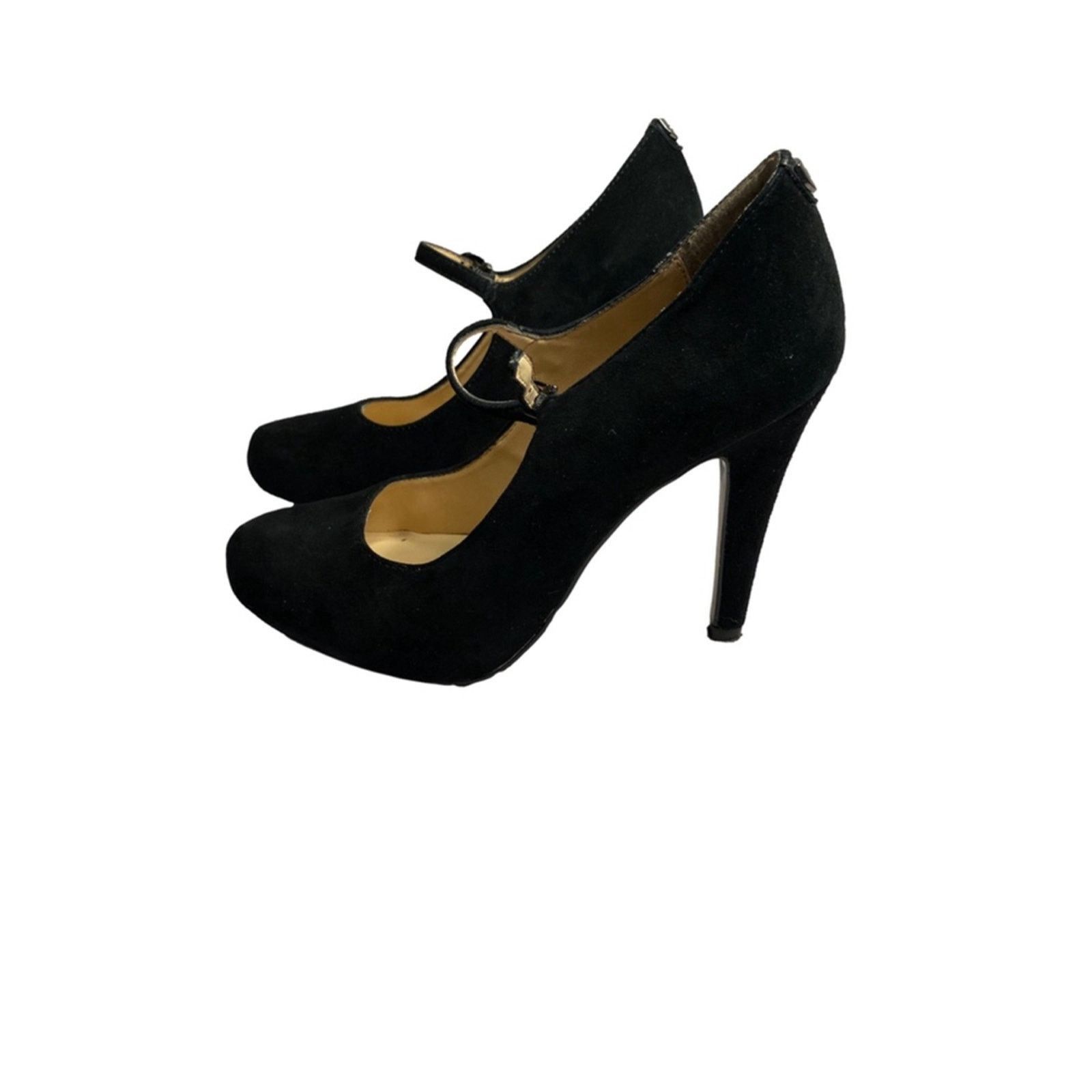 Guess Guess Black Suede Mary Jane High Heel Pumps Women’s 7M Size US 7 / IT 37 - 2 Thumbnail
