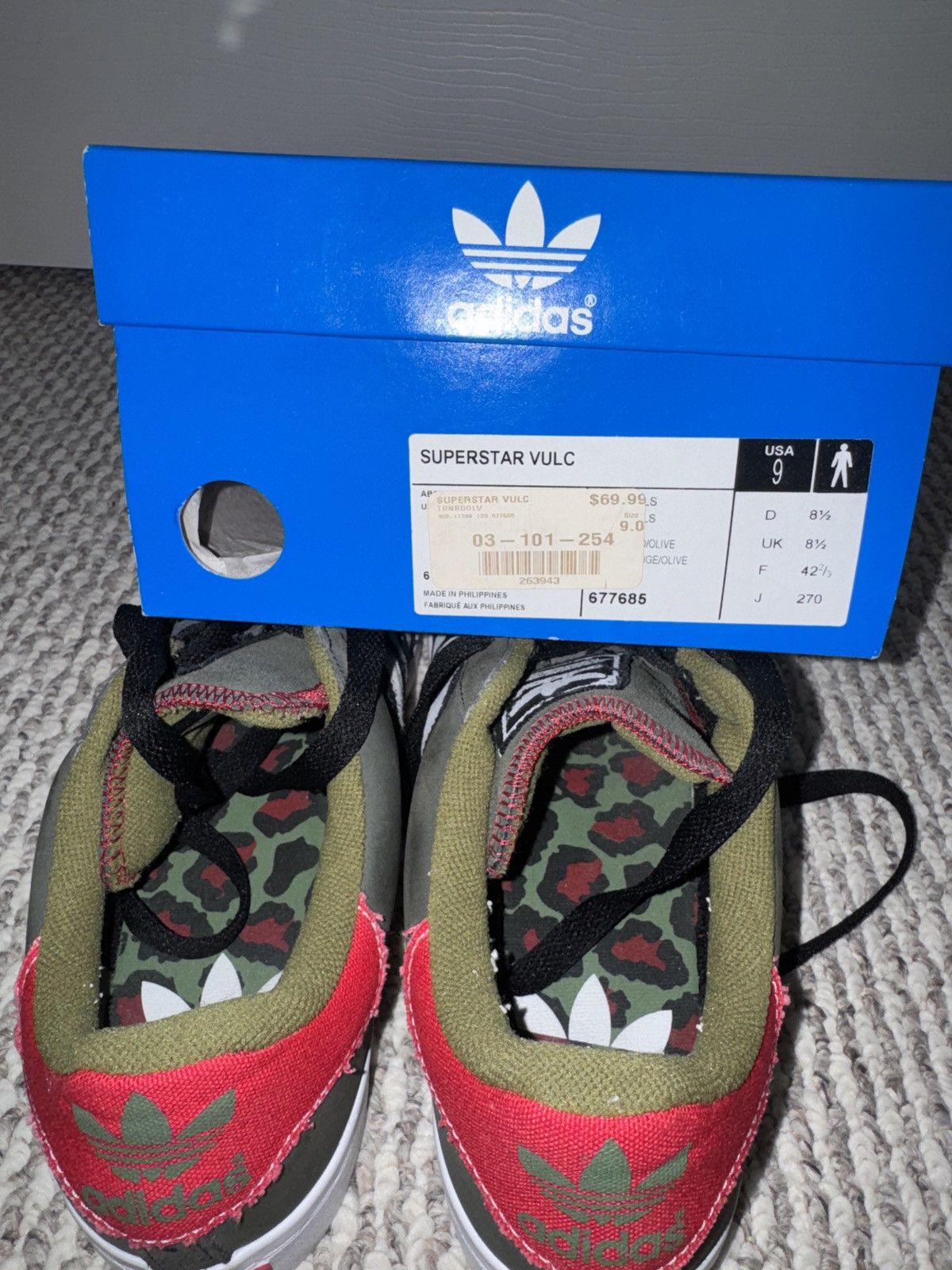 Adidas Adidas Superstar Vulc Olive/Orange 9 – Vintage Skate Edition Size US 9 / EU 42 - 6 Thumbnail