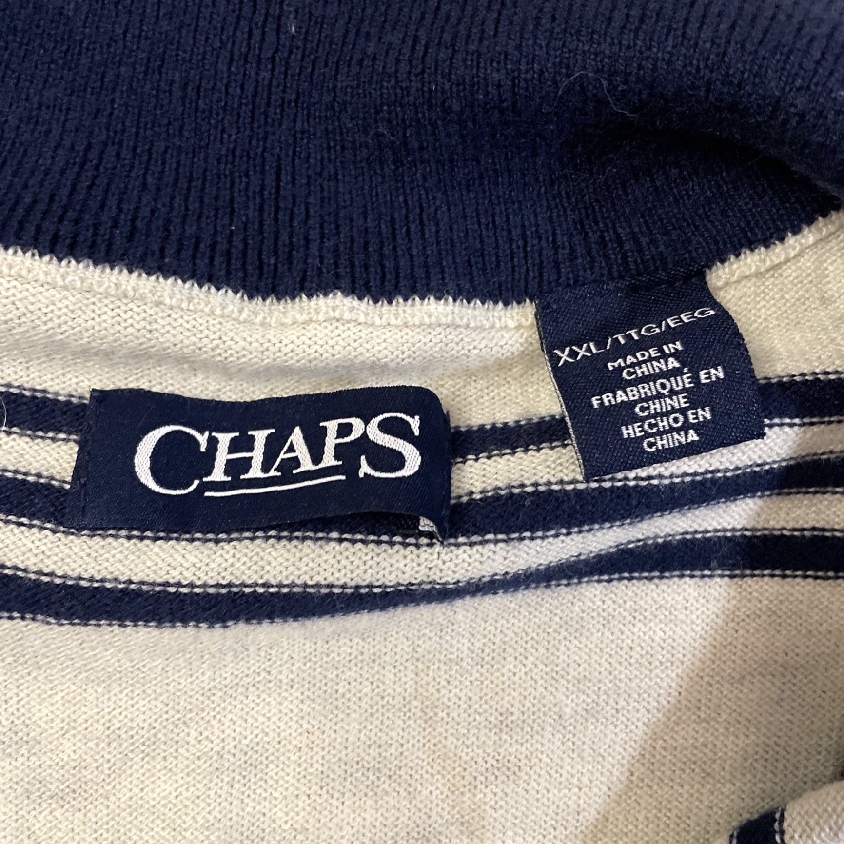 Chaps VINTAGE Chaps Men’s Polo Shirt XXL Long Sleeve Striped 1/4 Zip Knit Casual Fall Winter Spring Size US XXL / EU 58 / 5 - 2 Thumbnail