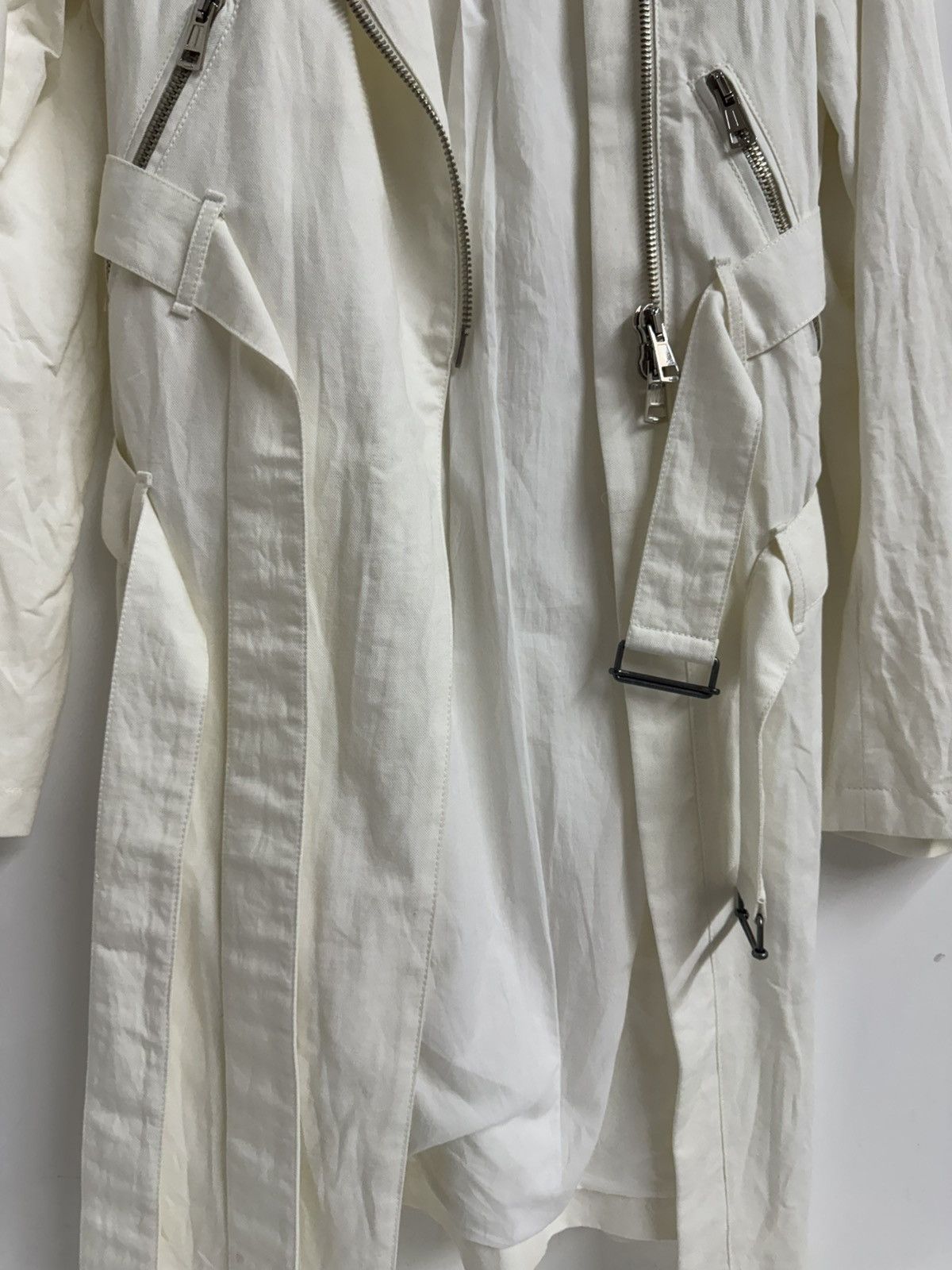 Ann Demeulemeester Ann Demeulemeester White Asymmetric Zip Belted Coat Jacket Size XS / US 0-2 / IT 36-38 - 7 Thumbnail