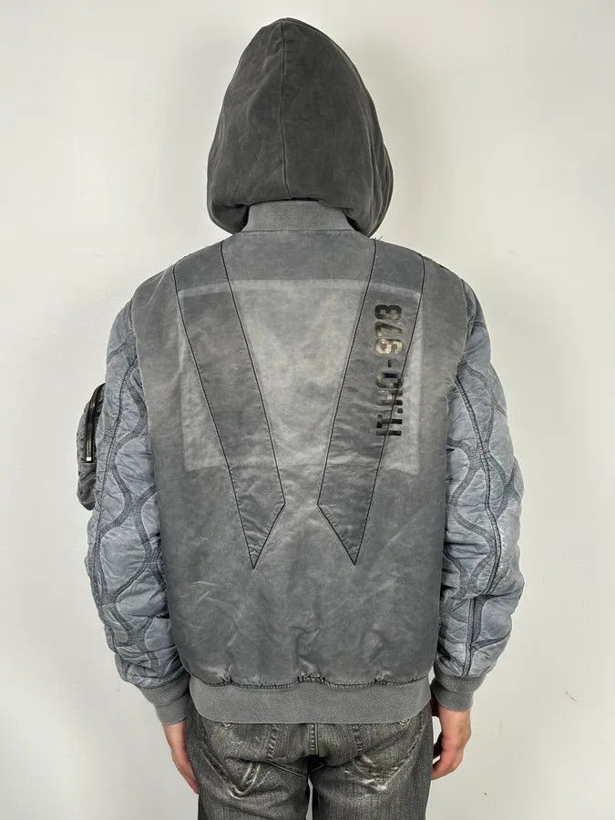 Diesel Diesel Hooded Grey Quilted Sleeves Bomber Jacket Size US M / EU 48-50 / 2 - 3 Thumbnail