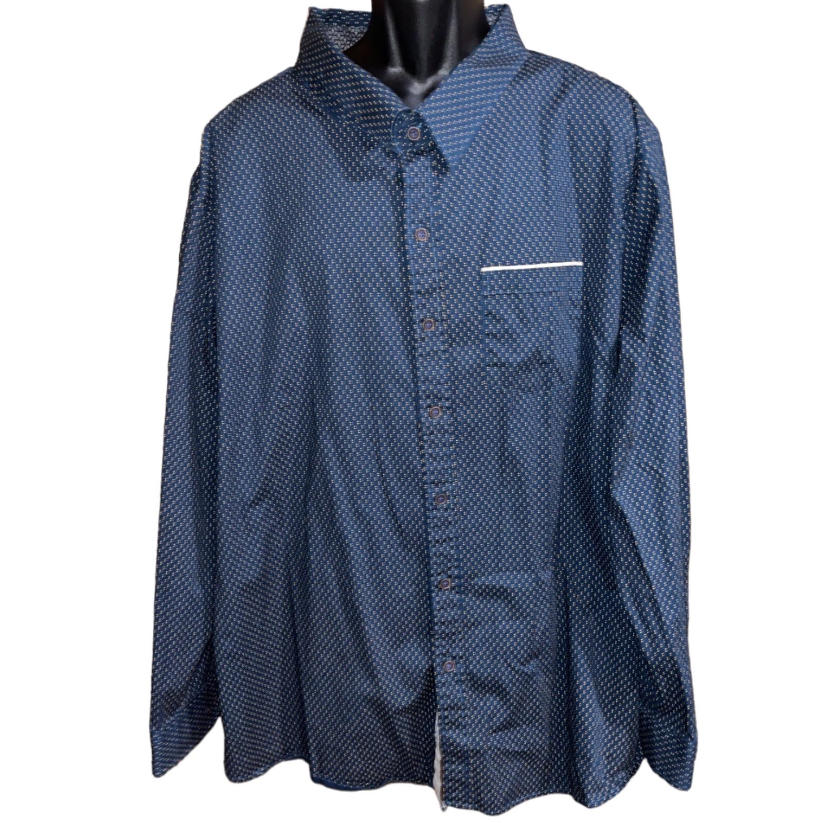 Vintage CRAFT Flow Geometric Dots Teal Blue Long Sleeve Button-Up Shirt 3XL Mens Casual Formal Dress Workwear Size US XXL / EU 58 / 5 - 2 Thumbnail