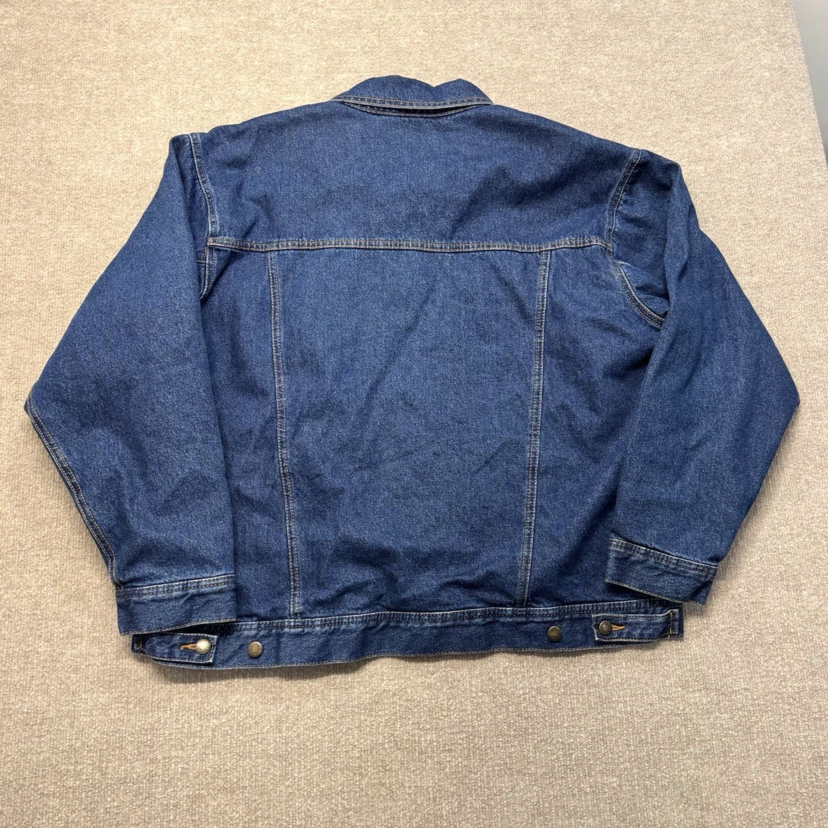 Wrangler VINTAGE Wrangler Rugged Wear Denim Jacket Mens 2XL Blue Denim 80s Cowboy Jacket Size US 39 - 7 Thumbnail