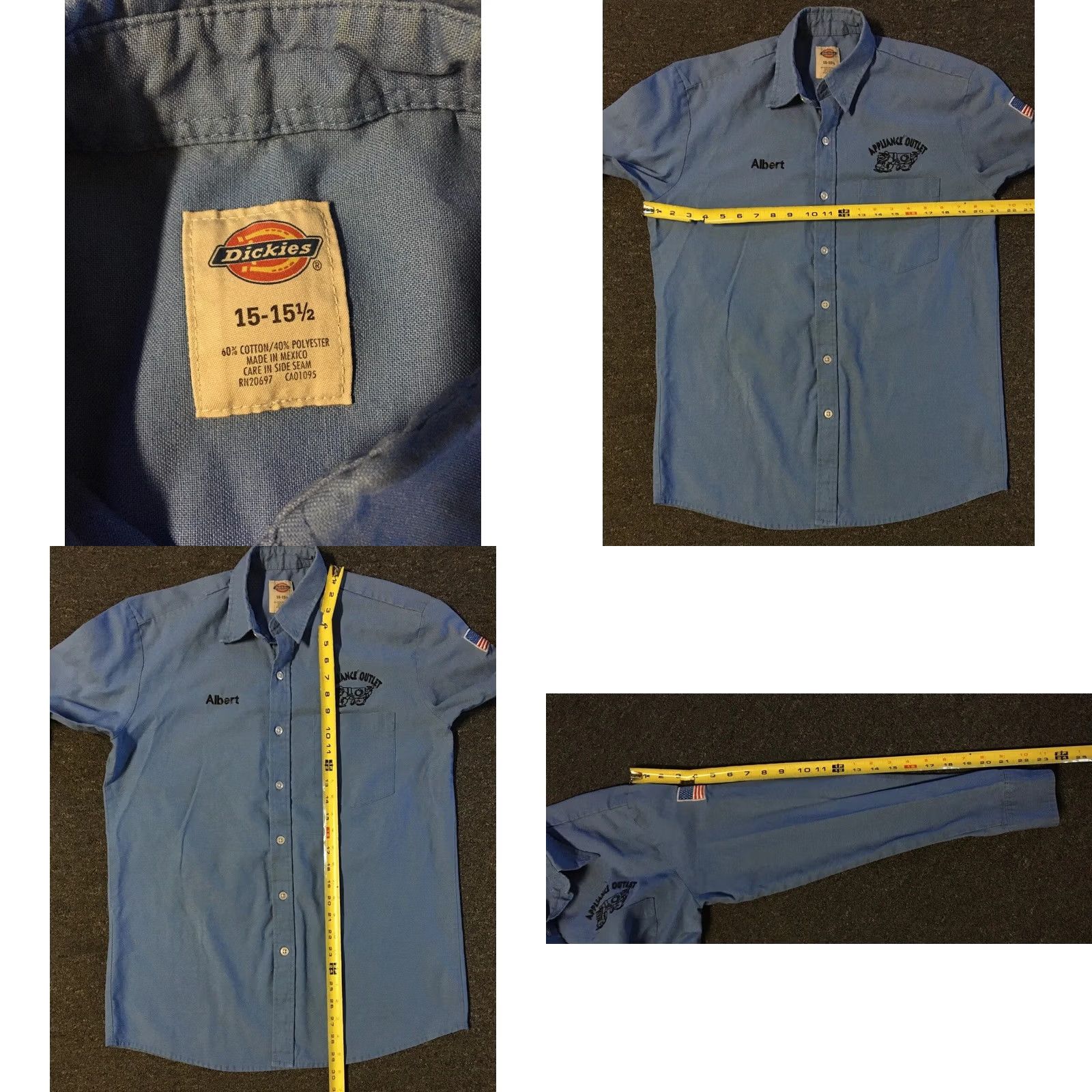 Dickies VINTAGE Dickies Work Shirt Long Sleeve M Blue 90s Biker Trucker Grunge Punk Retro Logo Pocket Shirt Mens Size US M / EU 48-50 / 2 - 9 Thumbnail