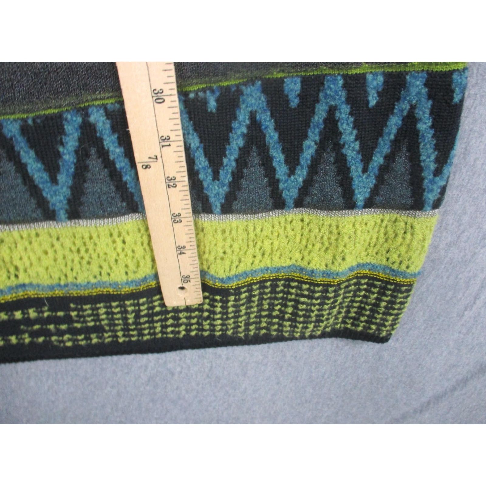 Vintage VINTAGE Questa Donna Skirt Womens 42 Green Striped Merino Wool Blend Knit Maxi Lined Size 28" / US 6 / IT 42 - 3 Thumbnail