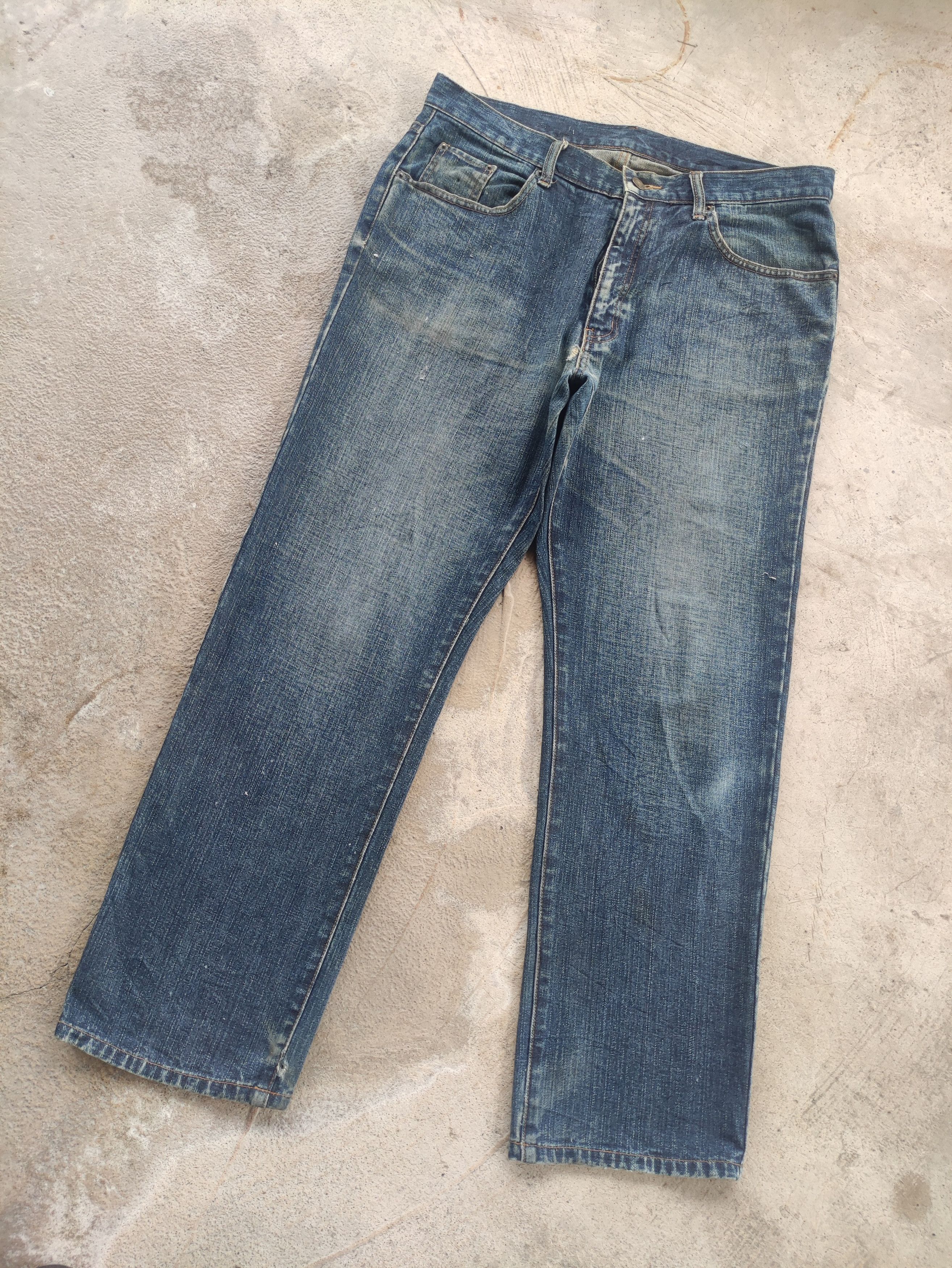 Japanese Brand Vintage Top Valu Jean Distressed Faded Denim Pants Size US 35 - 2 Thumbnail