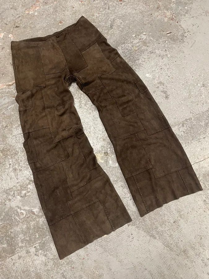 Fendi 2000s Fendi Khaki Suede Leather Studded Patchwork Pants Size US 31 - 5 Thumbnail