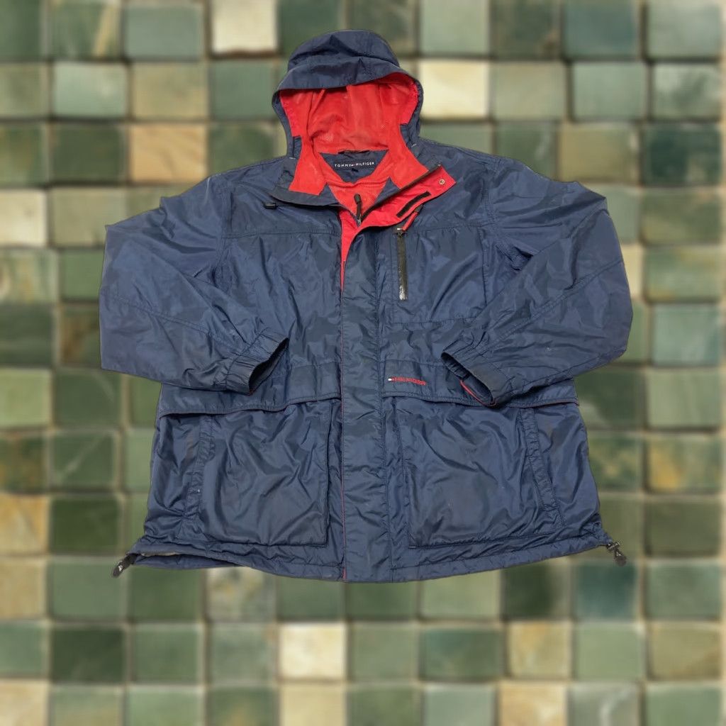 Tommy Hilfiger Tommy Hilfiger Jacket Windbreaker Hooded Water Resistant Full Zip Blue Men XL Size US XL / EU 56 / 4 - 1 Thumbnail