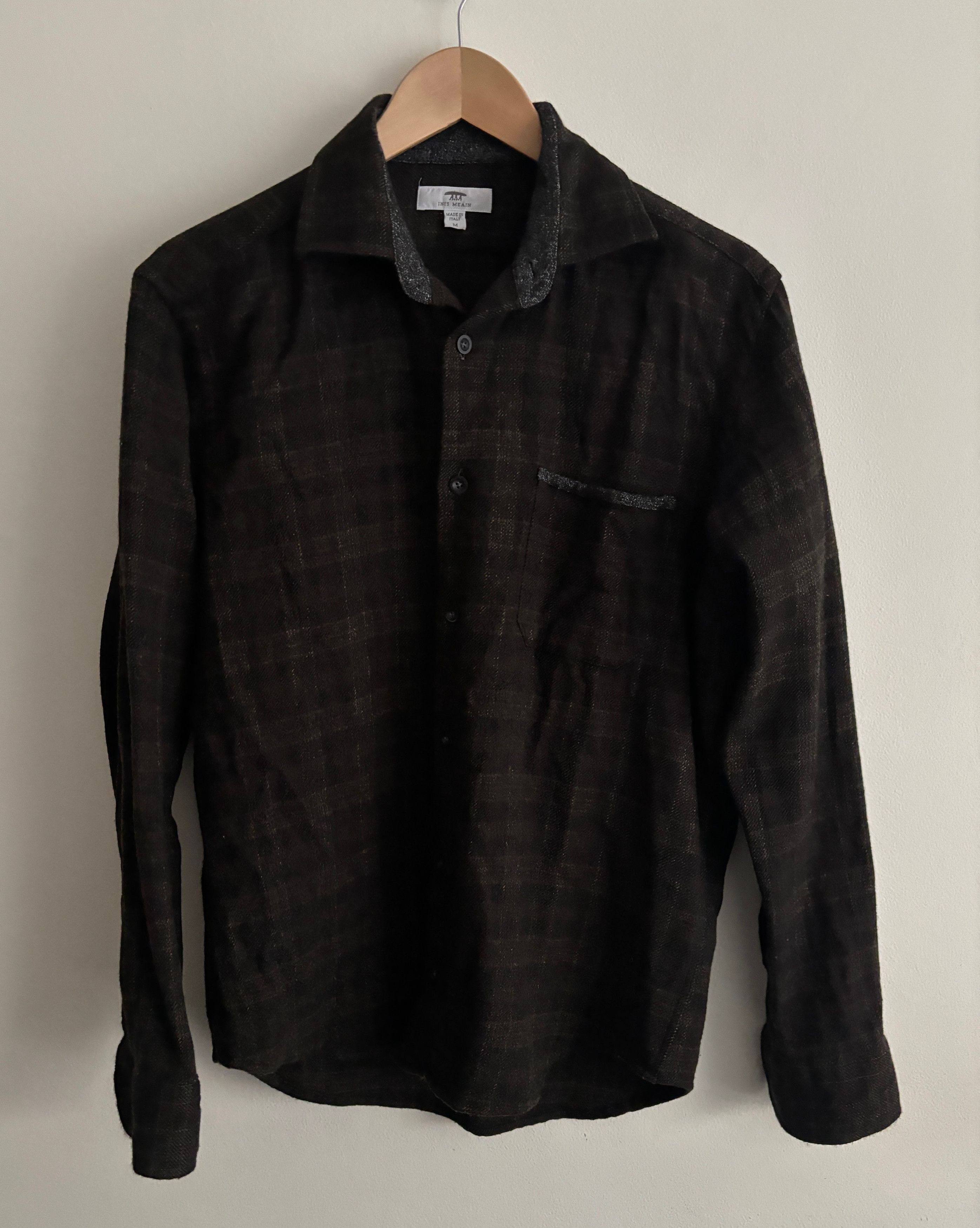 Inis Meain $398 Brown Wool Plaid Button up Flannel Shirt Italy Size US M / EU 48-50 / 2 - 1 Thumbnail