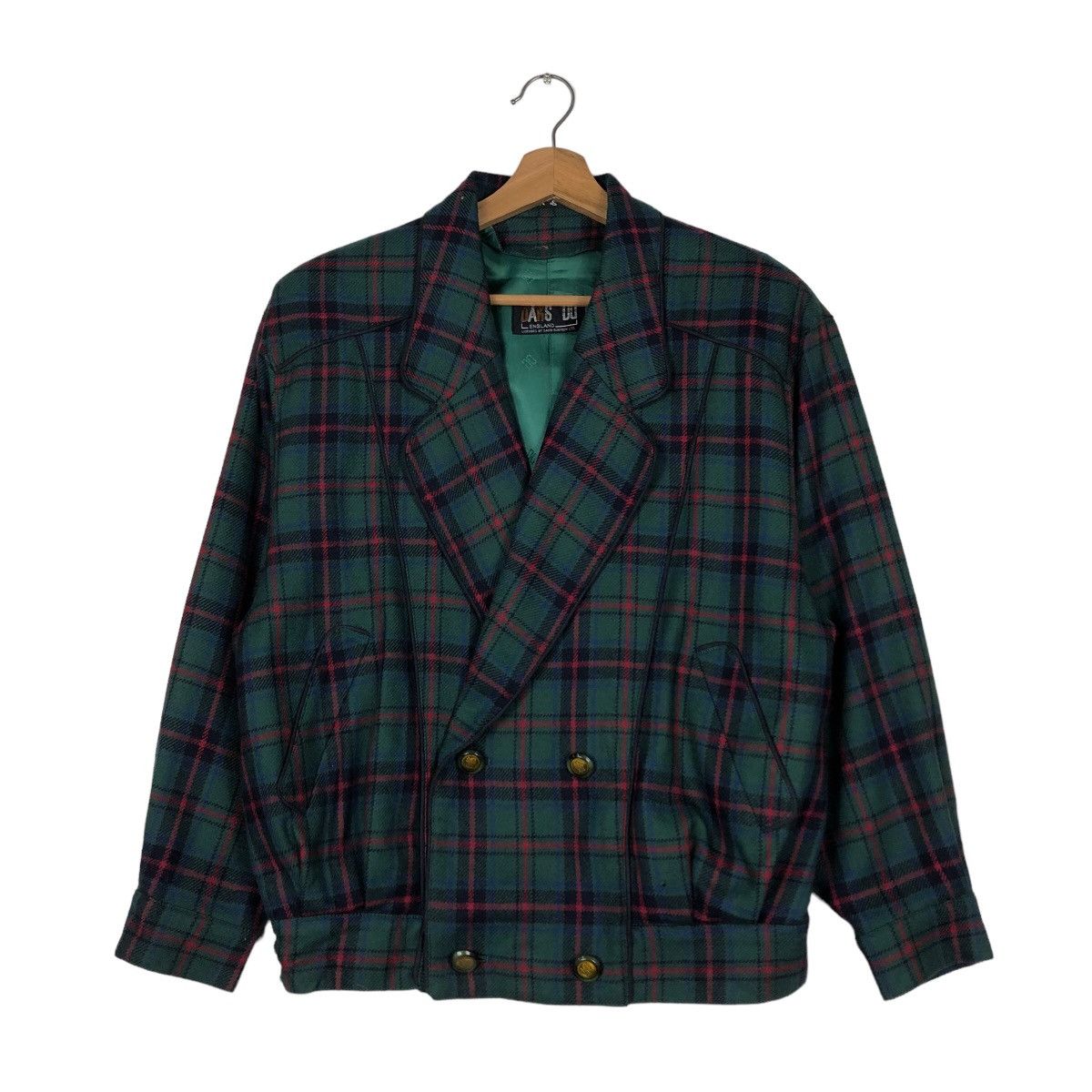 Japanese Brand 🔥Double Breast Wool Bomber Jacket Daks London Tartan Design Size US L / EU 52-54 / 3 - 1 Thumbnail