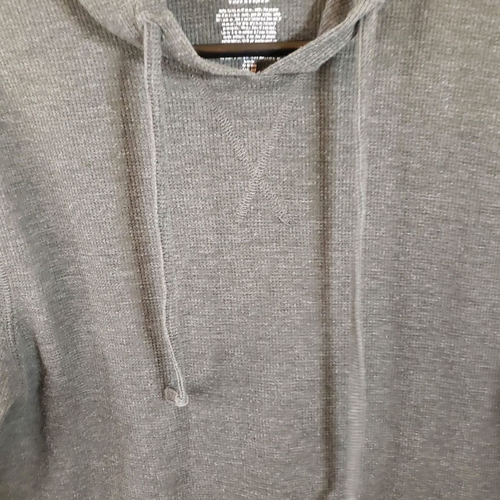 Vintage ABOUND Sweatshirt Gray M Hooded Waffle Knit Light Weight Drawstring Women Size M / US 6-8 / IT 42-44 - 3 Thumbnail