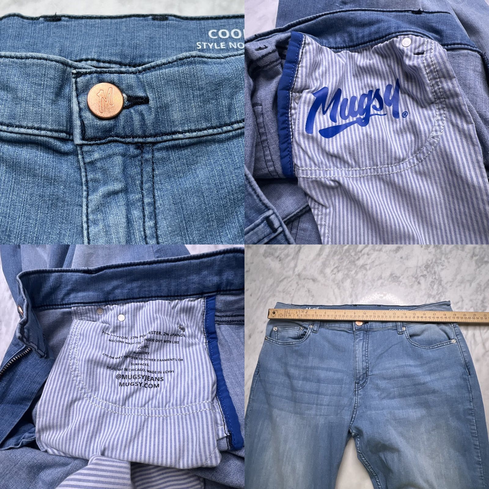Vintage Mugsy Jeans Mens 38x36 Style FLX9CTL Faded Light Wash Straight 5-Pocket Denim City Preppy Size US 38 / EU 54 - 9 Thumbnail