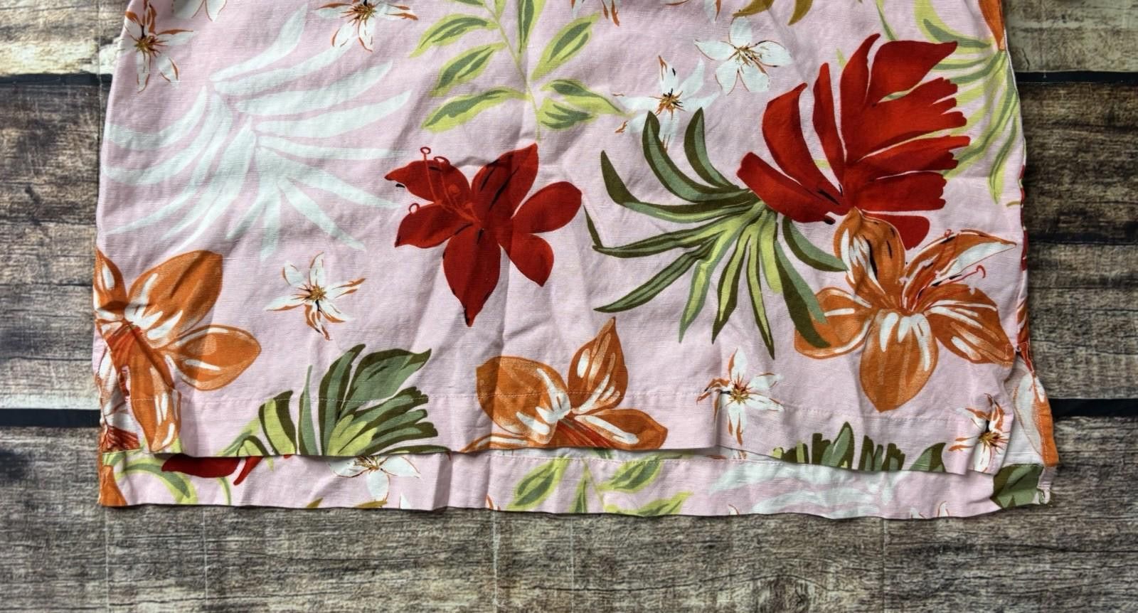 Lord & Taylor Context by Lord & Taylor Top Women's XL Linen Blend Floral Size XL / US 12-14 / IT 48-50 - 5 Thumbnail