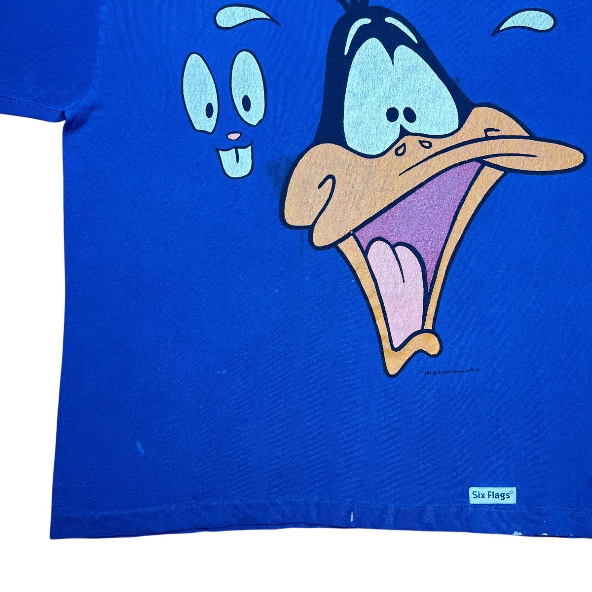 Warner Bros Vtg 1993 Looney Tunes Daffy Ducks Big Face Six Flags T-Shirt Size US XXL / EU 58 / 5 - 8 Thumbnail