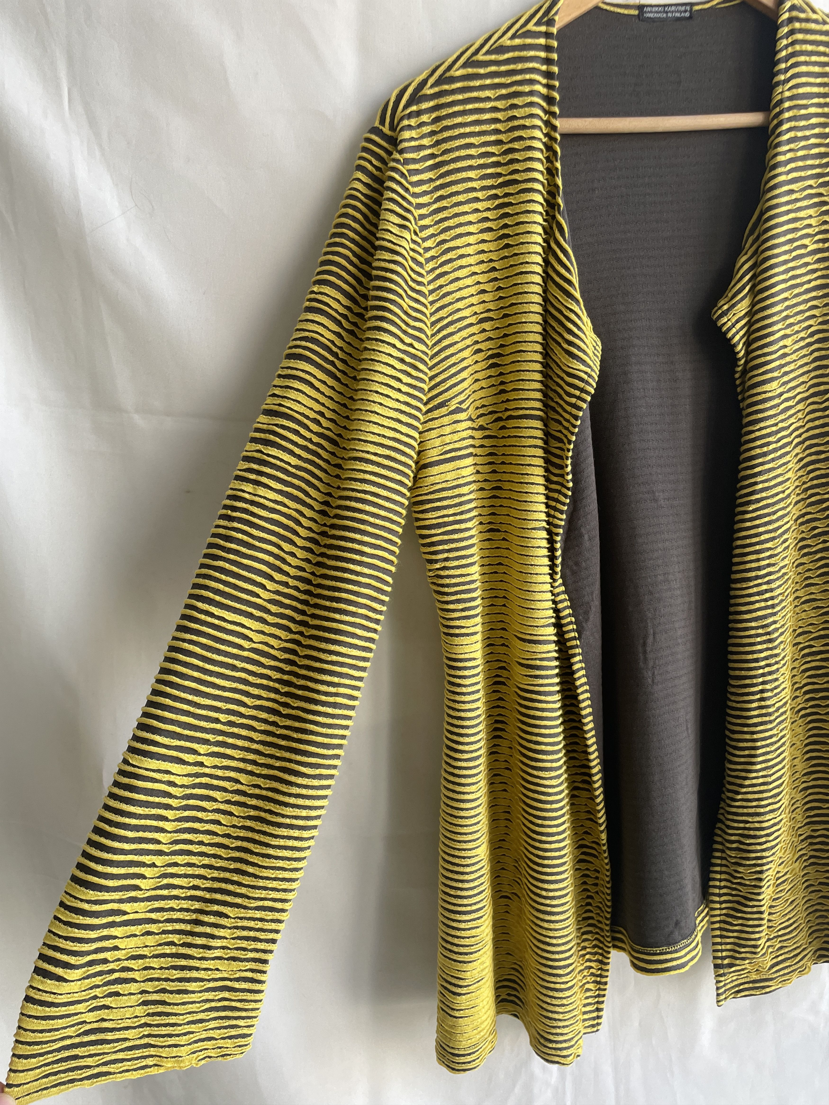 Annikki Karvinen Annikki Karvinen Textured Raised Stripe Fuzzy Open Cardigan Size M / US 6-8 / IT 42-44 - 4 Thumbnail