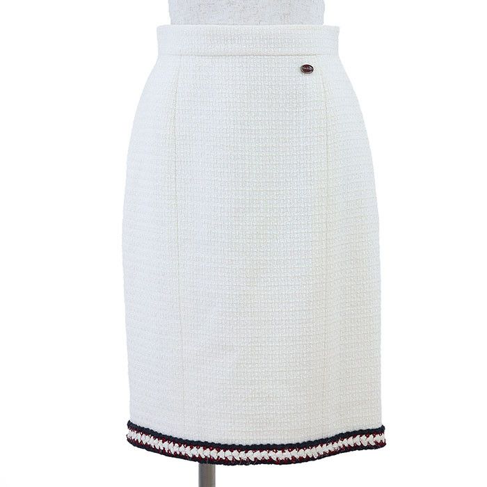 Chanel Chanel Chanel P38607 Tweed Wool Silk Skirt Natural Material Skirts P38607 DUTY FREE for USA Size ONE SIZE - 1 Thumbnail