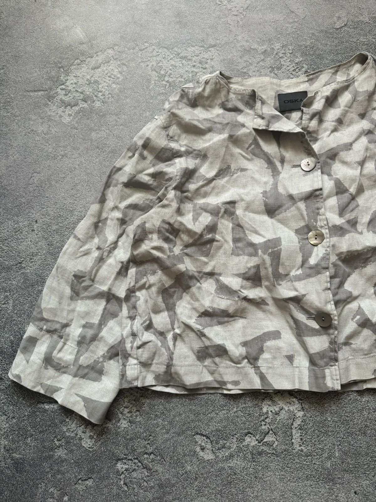 Japanese Brand × Vintage Oska 2 all printed relaxed blazer linen jacket oversiz shirt Size XS / US 0-2 / IT 36-38 - 5 Thumbnail