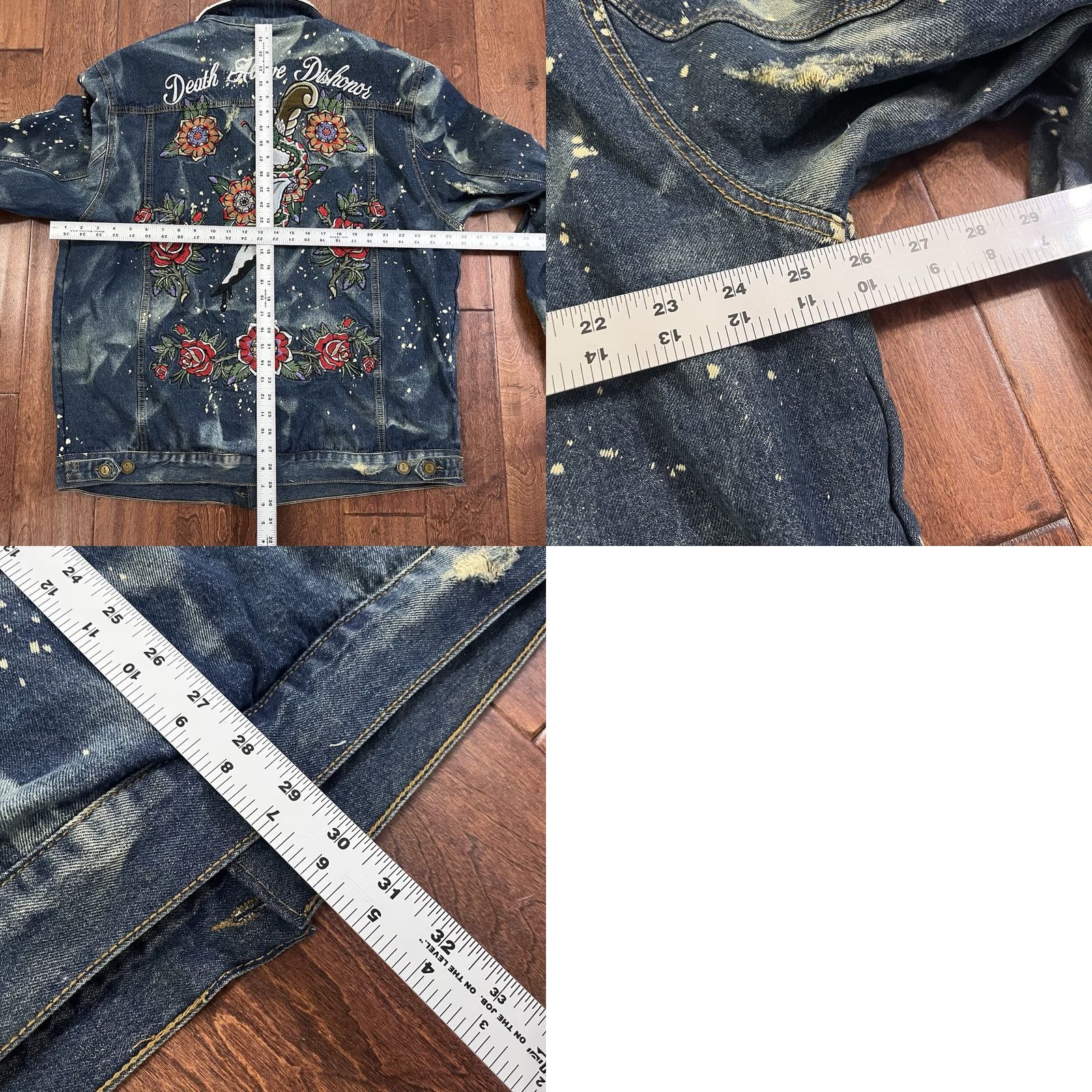 Reason Reason Denim Sherpa Trucker Jean Jacket 3XL Death Before Dishonor Embroidered Mens Jacket Bomber Denim Blue Size US 39 - 9 Thumbnail