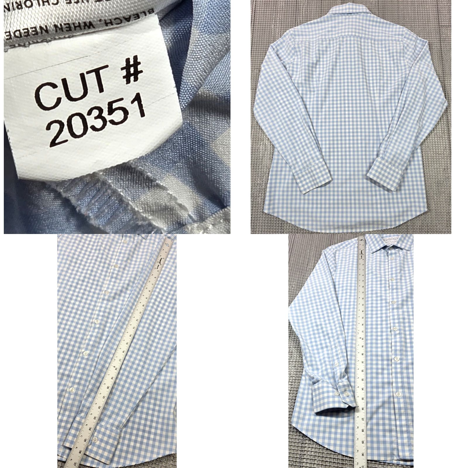 Mizzen+Main Mizzen Main Leeward Button up Shirt L Blue White Gingham Check Trim Fit Size US L / EU 52-54 / 3 - 8 Thumbnail