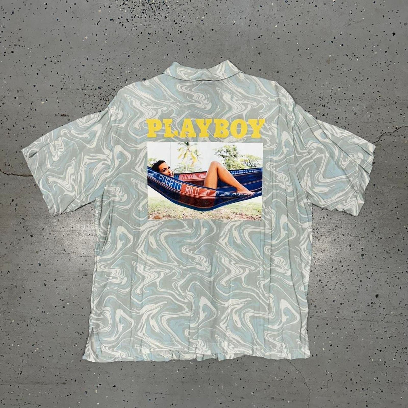 Playboy Blue and white Playboy loop collar button-up shirt Size US M / EU 48-50 / 2 - 7 Thumbnail