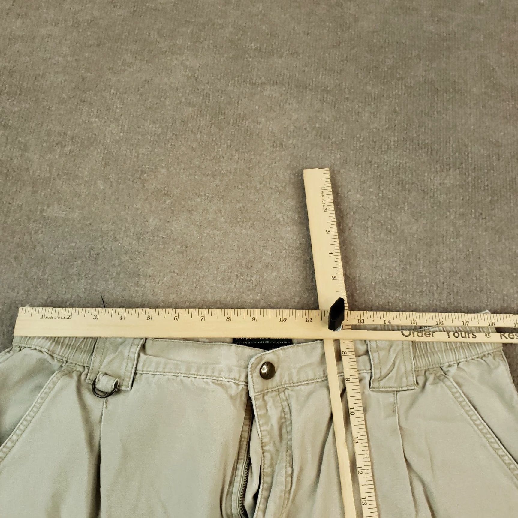 Royal Robbins Mens Cargo Pants Beige 38x32 Straight Leg Elastic Waist