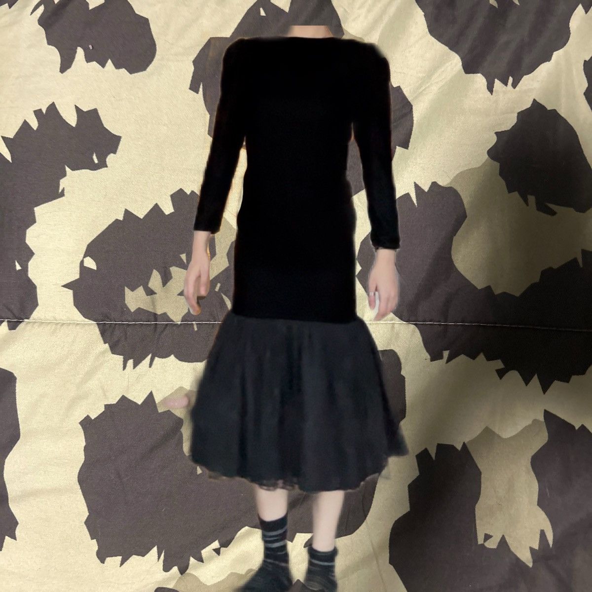 Vintage Goth 80s Velvet Dress w/Tulle Size XS / US 0-2 / IT 36-38 - 4 Thumbnail