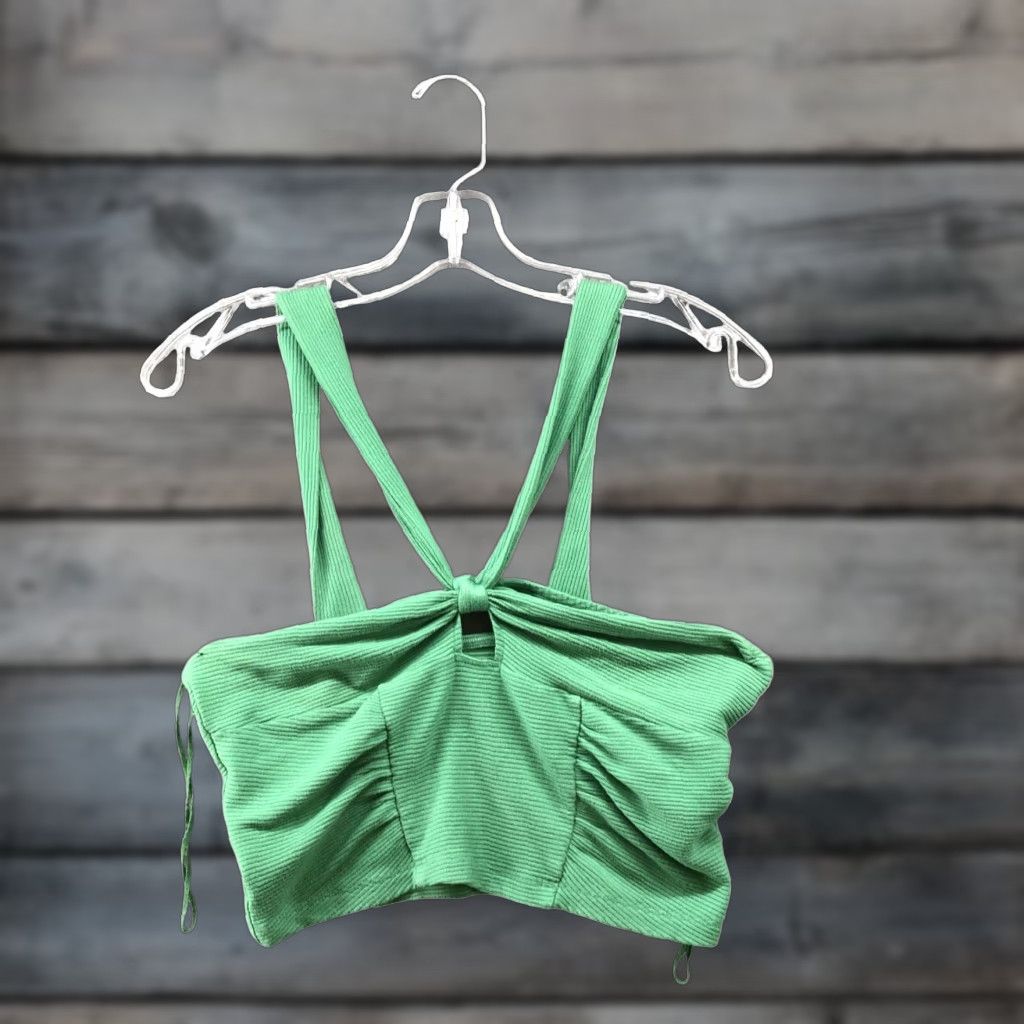 Urban Outfitters Urban Outfitters Green Cropped Halter Tank Top Womens L Lightweight Stretch Size L / US 10 / IT 46 - 1 Thumbnail