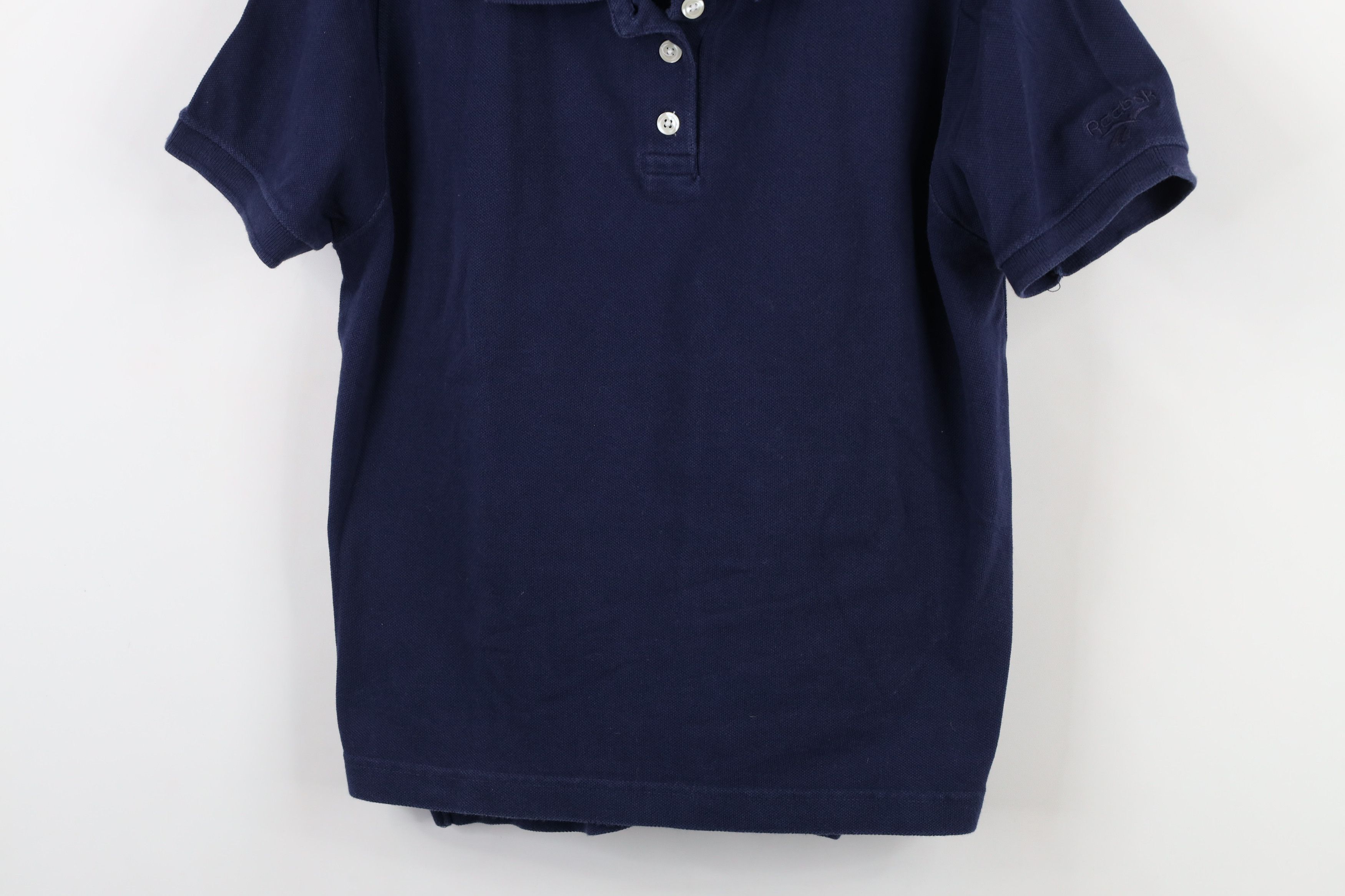 Reebok × Vintage Vintage 90s Reebok Spell Out Collared Polo Shirt Navy Blue Size M / US 6-8 / IT 42-44 - 3 Thumbnail