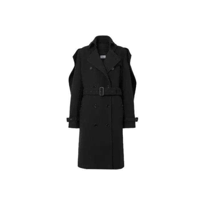 Burberry Burberry Black Cashmere Blend Trench Coat 0079 Size S / US 4 / IT 40 - 1 Thumbnail
