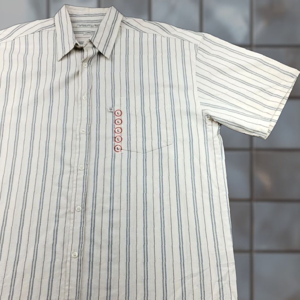 Vintage Robert Stock Button-Up Shirt Mens L Stripes Short Sleeve Pocket 100% Cotton Dad vintage: No Size US L / EU 52-54 / 3 - 1 Thumbnail