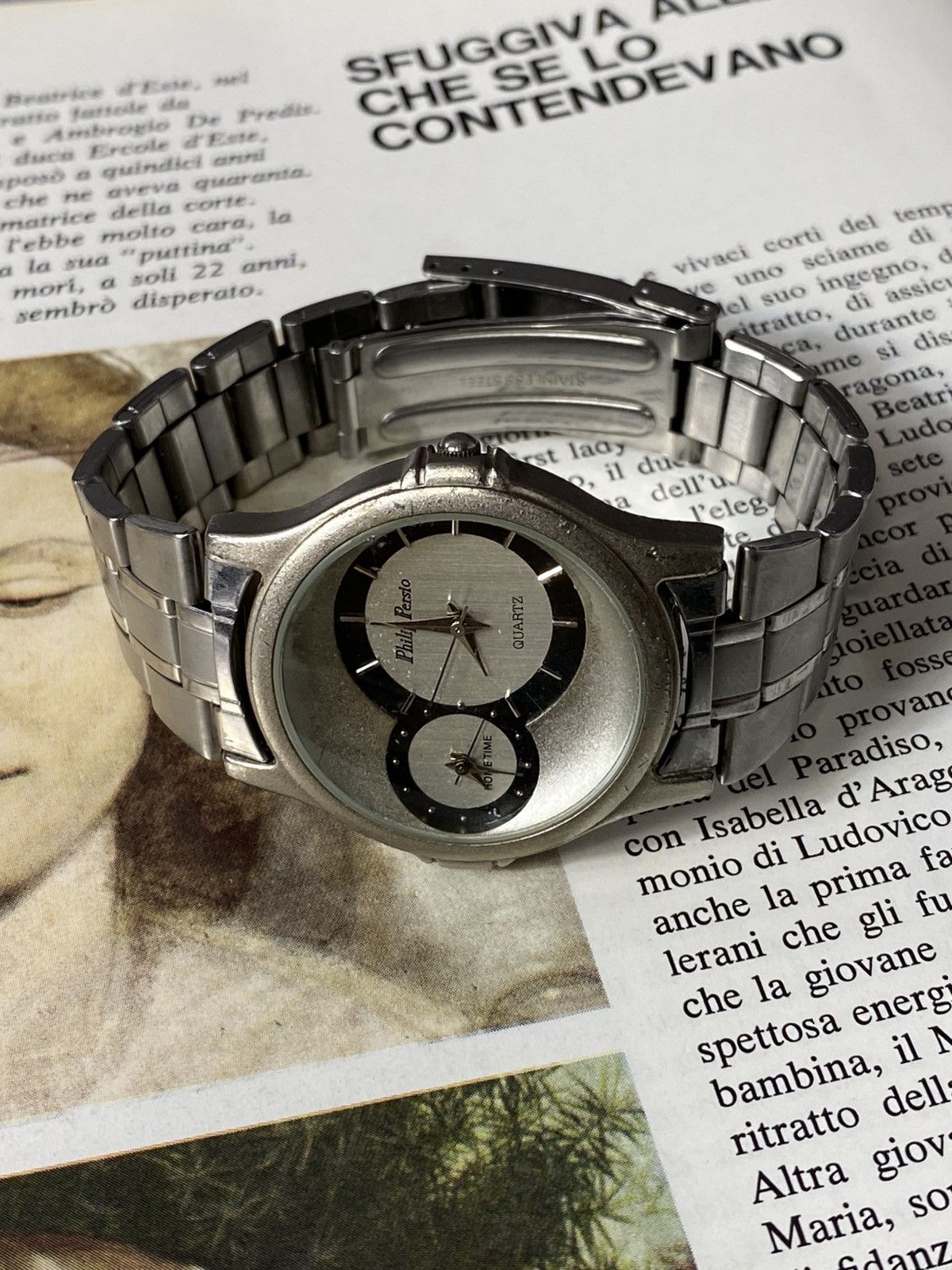 Japanese Brand Philip Persio Watch Dual Time Quartz, Two Time Zones Size ONE SIZE - 2 Thumbnail