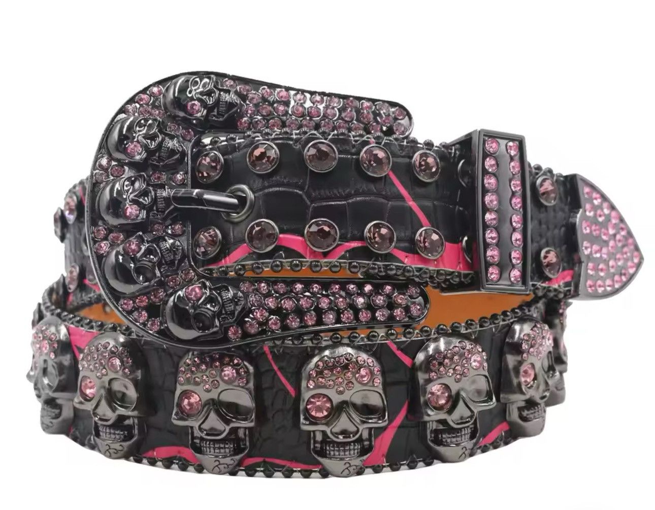 Vintage Gothic Punk Skull Shiny Diamond Belt Size ONE SIZE - 1 Thumbnail