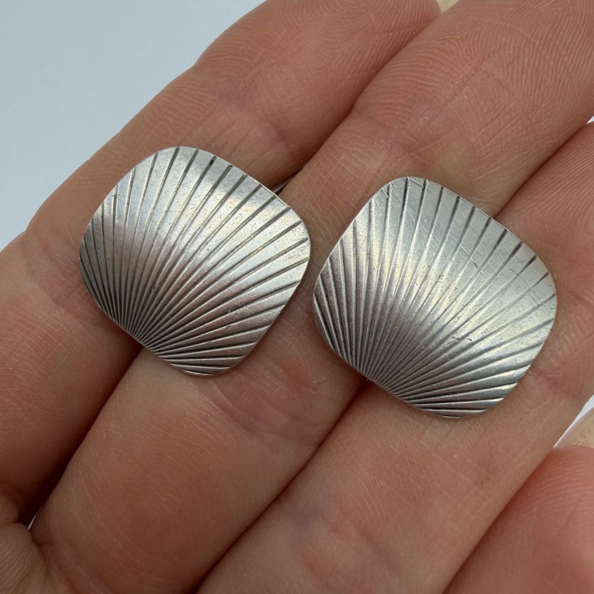 Vintage Vintage German 835 Silver Cufflinks Modernist Fan Design Size ONE SIZE - 1 Thumbnail