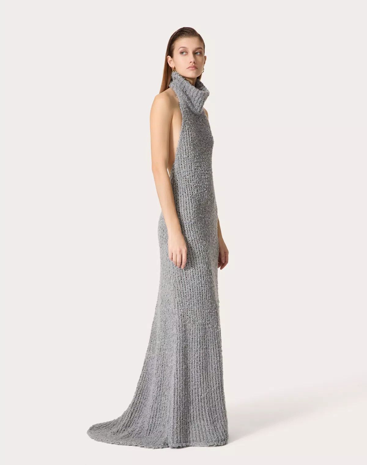 Valentino o1s1wg110525 Silk Boucle Dress in Grey Size M / US 6-8 / IT 42-44 - 2 Thumbnail
