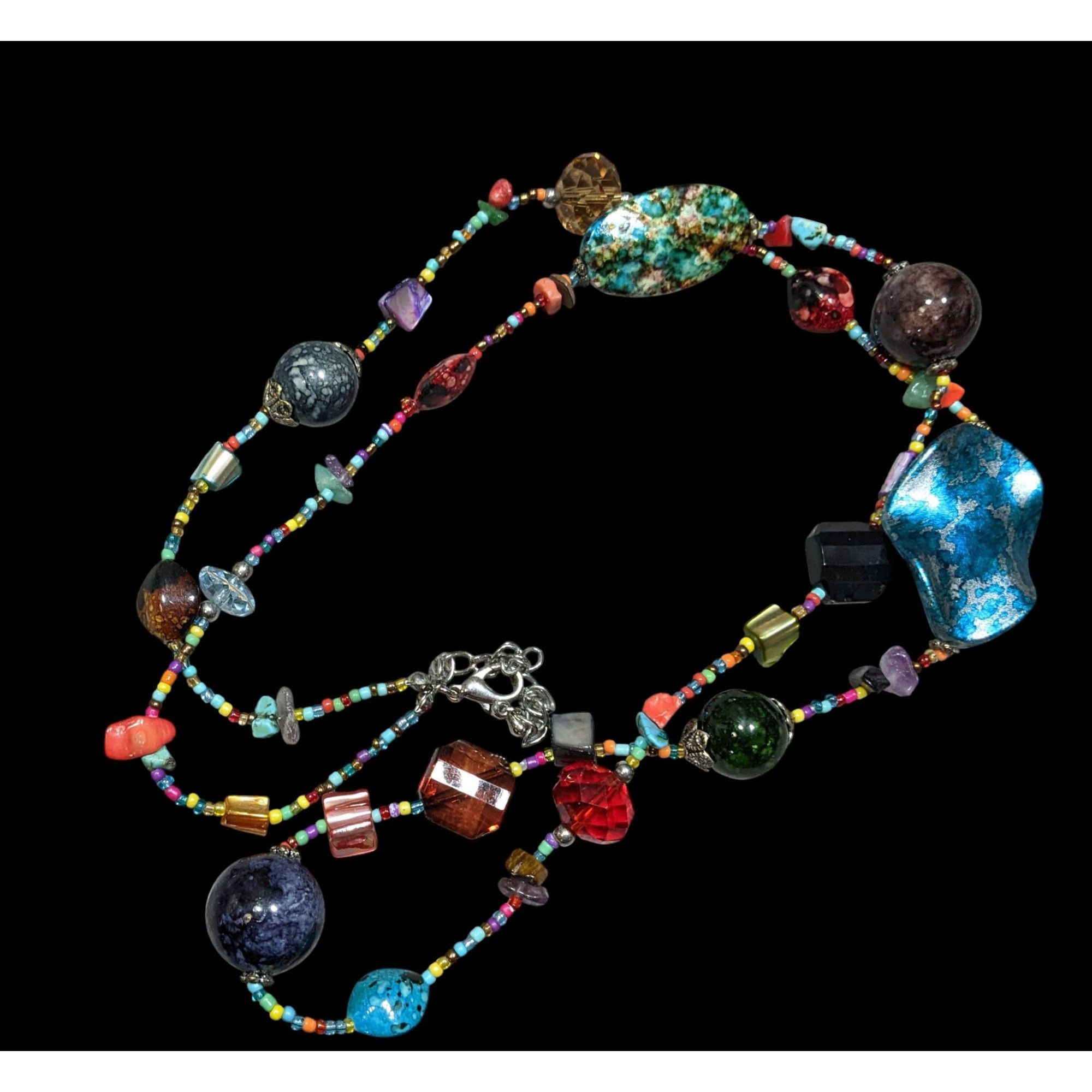 Other Rainbow Aristic Beaded Mixed Material Station Necklace Size ONE SIZE - 1 Thumbnail