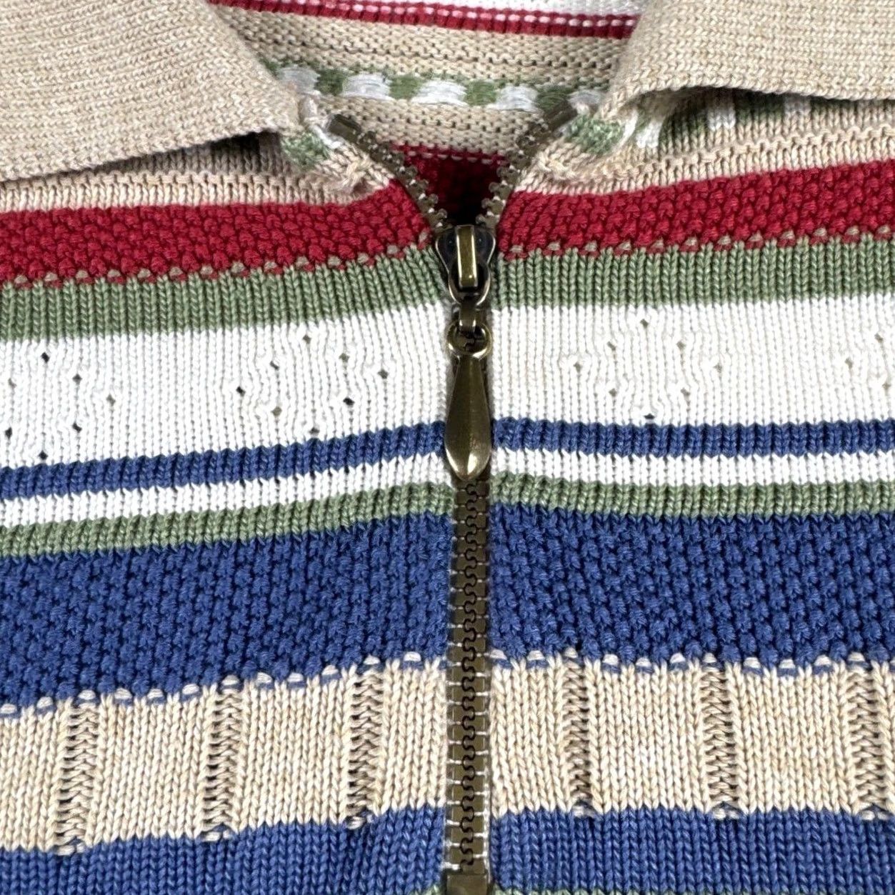 Vintage VINTAGE Alfred Dunner Striped Quarter Zip Knit Sweater Women's L Green Size L / US 10 / IT 46 - 2 Thumbnail
